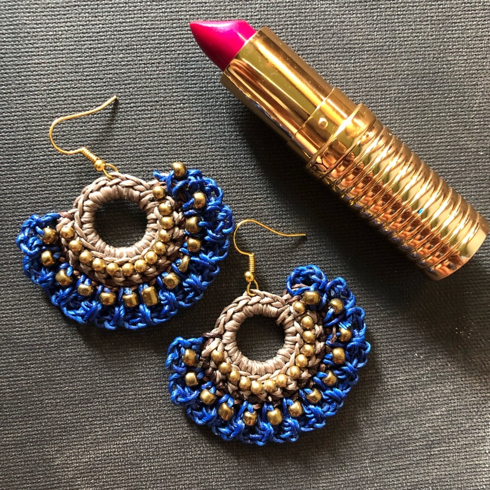 Handcrafted Brass Bead Crochet Thai earrings